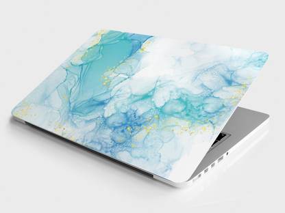 Unique Graphics Marble Skin for Laptops Upto 15.6 Inch (HD Quality, Aqua) Vinyl Reusable Laptop Skin Compatible for 15.6 inch