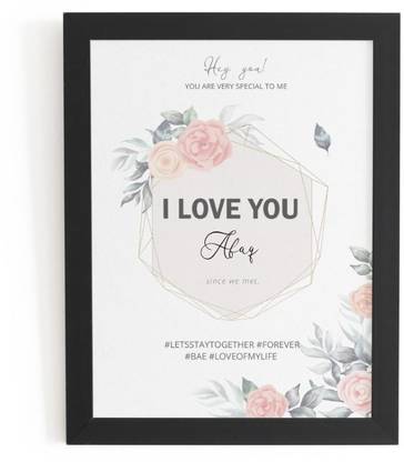 Beautum I Love You Afaq Name Printed Unique Digital Reprint 9inch x 13inch Painting Model No:BPLU000435 Glass Print 13 inch x 9 inch Painting