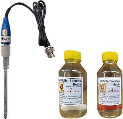 Lab Junction LJ-111 (d) pH Combination Electrode Micro,Refillable Facility of KCL Solution with Buffers 7 pH & 4 pH Bottles without Distilled Water,Precaution Chart for pH Meter & pH Tester pH Electrodes