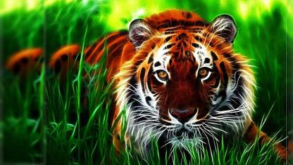 Poster Scenery of Tiger Painting 3D Digital Print Wallpaper Sheet Poster for School 3D Poster