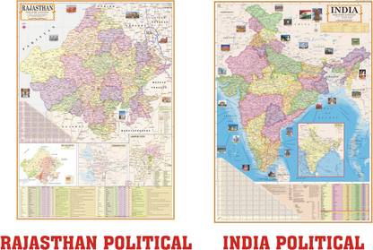 (Pack of 2 Map) RAJASTHAN MAP and INDIA MAP. Both Map Size : 100x70 Centimeter (40"x28" inch). With Important Fact and Figure. Ideal Map For Aspirant of UPSC , PCS , SSC , RAILWAY Exam and Other Competitive Exam Paper Print