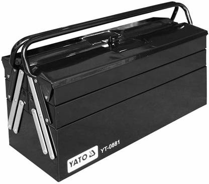 YATO YT-0881 Cantilever Tool Box 495X200X290mm|Powder Coated Box|Scratch Resistant|Rusty & Solvents|5 Foldable inside Trays|Organiser Tool Box|Black satin Painting|Toolkit|Tool Box Tool Box