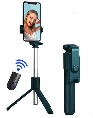 PHAGQU Selfie Stick Bluetooth 4-in-1 Extendable Tripod Stand,360 Rotation Foldable Phone Holder, Compatible Small Camera and Smartphones (with Wireless Remote Control) Bluetooth Selfie Stick