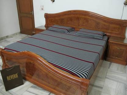 Reverie 300 TC Cotton Double Striped Fitted (Elastic) Bedsheet