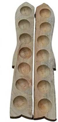 VGS MARKETINGS Wooden PALLANGUZHI Board Game PALLANGULI Mancala Aliguli Mane Vaamana Ancient Game 15 cm Dart Board