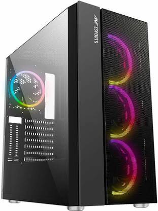 Ant Esports ICE-511MT Mid Tower Mesh Gaming Cabinet Computer Case Supports E-ATX, ATX, Micro-ATX, Mini-ITX Motherboard with Sliding Tempered Glass Side Panel, 4 x 120mm Auto-RGB Front & Rear Fans Mid Tower Cabinet