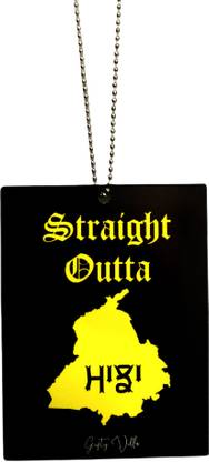 Gifty Villa Straight Outta Majha Punjabi Attractive Digitally Printed Matte Finish Car Hanging Ornament