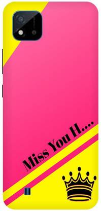 Bluvver Back Cover for Realme C20,RMX3061, Printed Miss you H Letter Back Cover
