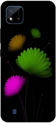 Bluvver Back Cover for Realme C20,RMX3061, Printed Black Flower Back Cover