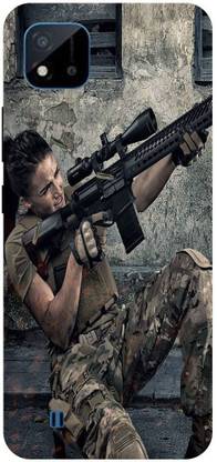 Bluvver Back Cover for Realme C20,RMX3061, Printed Army Battlefield Military Back Cover