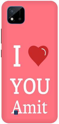 Bluvver Back Cover for Realme C20,RMX3061, Printed I Love U Amit Back Cover