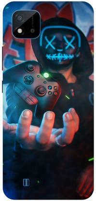 Bluvver Back Cover for Realme C20,RMX3061, Printed Mask Neon Pubg Game Back Cover