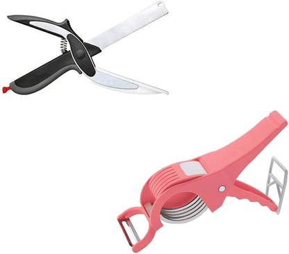 DS SALES Stainless Steel Clever Cutter with Veg Cutter Combo for Fruit and Vegetable Slice (Combo) Vegetable & Fruit Chopper (1 Vegetable & 1 Clever Cutter Combo) Vegetable & Fruit Slicer