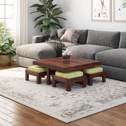 Induscraft Solid Wood Coffee Table with 4 Stools! Solid Wood Coffee Table