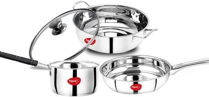 Pigeon Special Gift with Kadai, Fry Pan and Saucepan Induction Bottom Cookware Set