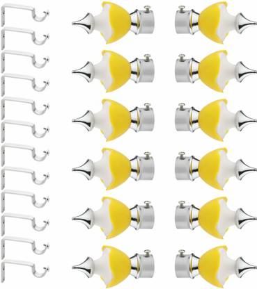 Panthera Silver, Yellow Rod Rail Bracket, Curtain Knobs Metal