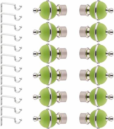 Panthera Silver, Green Rod Rail Bracket, Curtain Knobs Metal