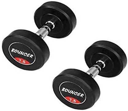 Sportsistic Sports Pair of 7.5KG X 2 Premium Quality Rubber Professional Bouncer Fixed Weight Dumbbell