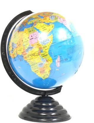 Mubco World Globe Big Size Political 10" Blue Ocean - Black Base | Learn Earth Geography - Kids School - Home Office | Shelf Desktop Display Desk & Table Political World Globe