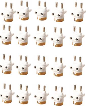 JELECTRICALS Bulb Holder - 2 Pin Parallel Adapter with Light/Bulb and Plug Socket (Pack of 20) Brass Light Socket