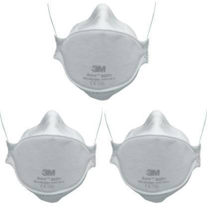 3M 9320+ Disposable Respirator, FFP2, Unvalved, 9320+ (White, Free Size, Pack of 3) Reusable