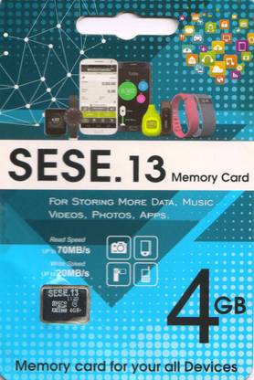 sese sese4 sese13 4 GB MicroSD Card Class 10 70 MB/s  Memory Card Compatible with Mobile, Computer