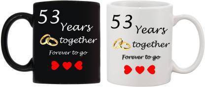 BE UNIQUE 53 Year Wedding Anniversary Gift For Him And Her" "53 Year Relationship mug" "53 Years Of Love Celebration" "Best Anniversary Gift" "53. Anniversary For Husband & Wife" 53 Year Complete In A True Relationship" Best Gift For A True LoveCeramic Coffee Ceramic Coffee (330 ml, Pack of 2) Ceramic Coffee Mug