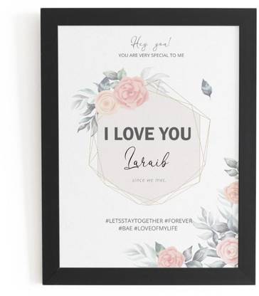 Beautum I Love You Laraib Name Printed Unique Digital Reprint 9inch x 13inch Painting Model No:BPLU005522 Glass Print 13 inch x 9 inch Painting