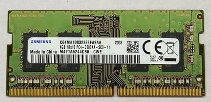 सैमसंग PC4-3200AA 1RX16 ,SODIMM LAPTOP MEMORY DDR4 4 GB (सिंगल चैनल) लैपटॉप (M471A5244CB0-CWE)