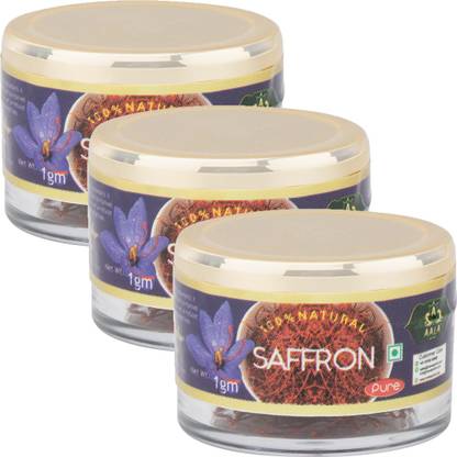 AALA Spices & Masale Saffron / Kesar / Jafran 3 Grams Box / Jar - Spice (Pack of 3, 1 gm Each)