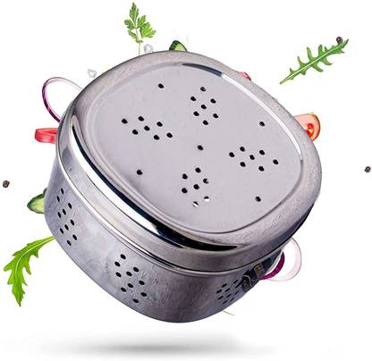 Rolimoli Multi-Purpose Stainless Steel Storage Container with Air Ventilation Holes Keeps food Fresh Longer Fridge Storage Box Dabba Tiffin (Set of 2) Storage Box