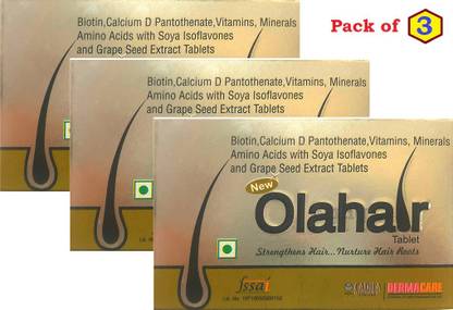 Olahair Biotin, Calcium D Pantothenate, Vitamins, Minerals Amino Acids Tab.(pack of 3)