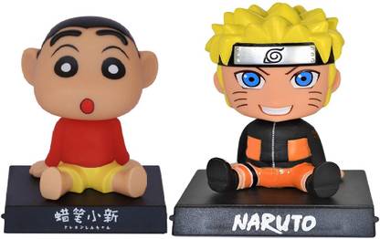 Daiyamondo Shinchan With Japanese Character Naruto Bobble head Big Size Bobble Head - Action Figure Moving Head Bobblehead Spring Dancing PVC Bobble Spring Dancing Doll Toy Car Dashboard Bounce Toys for Car Interior Dashboard