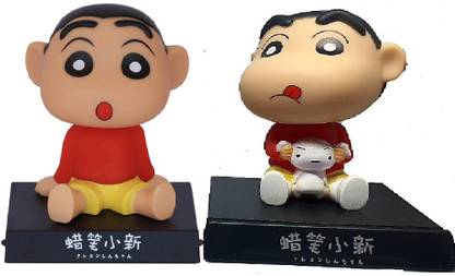 Daiyamondo Shinchan With Shinchan With Dog Bobble head Big Size Bobble Head - Action Figure Moving Head Bobblehead Spring Dancing PVC Bobble Spring Dancing Doll Toy Car Dashboard Bounce Toys for Car Interior Dashboard
