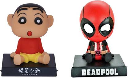 Daiyamondo Both Japanese Cartoon Shinchan With Doremon Big Size Bobble Head - Action Figure Moving Head Bobblehead Spring Dancing PVC Bobble Spring Dancing Doll Toy Car Dashboard Bounce Toys for Car Interior Dashboard