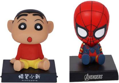 Daiyamondo Shinchan With Red Spider Bobble head Big Size Bobble Head - Action Figure Moving Head Bobblehead Spring Dancing PVC Bobble Spring Dancing Doll Toy Car Dashboard Bounce Toys for Car Interior Dashboard
