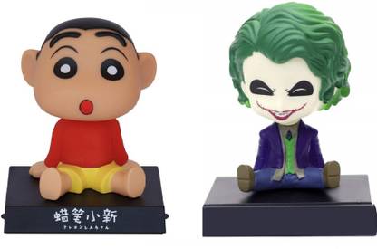 Daiyamondo Shinchan With Blue Joker Smillinth Bobble headBig Size Bobble Head - Action Figure Moving Head Bobblehead Spring Dancing PVC Bobble Spring Dancing Doll Toy Car Dashboard Bounce Toys for Car Interior Dashboard