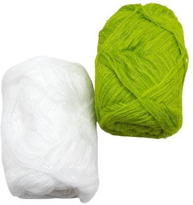 M H N CREATION SUPER SOFT ORIGINAL 3 PLY KNITTING WOOL WHITE GREEN ( SET OF 4 )