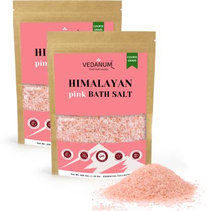 Vedanum Himalayan Pink Bath Salt Organic Course Grade Ultra Premium Quality with Rich Minerals and Goodness of Natural Skin Therapy Elements 1 KG Pack
