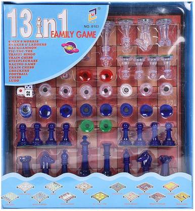 KGINT Play Set Toy 13 in 1 Magnetic Ludo Chess Snacks and Ladders Set Board Game Portable Magnetic Family Board Games