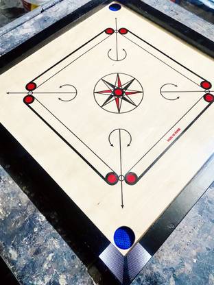 DTD Matte Finish medium Carrom Board with wooden Coins Striker Powder (26 x 26 Inch) 66 cm Carrom Board
