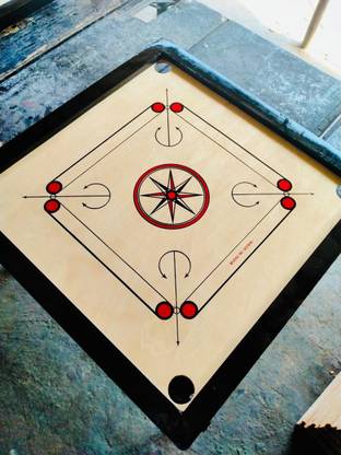 YMD Matte Finish large Carrom Board with wooden Coins, Striker, Powder (32 x 32 Inch) 80 cm Carrom Board