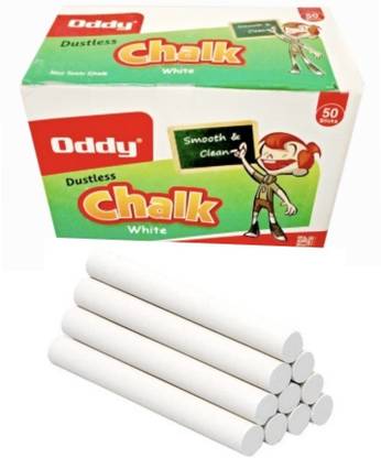 ओडी Non Toxic White . Blackboard Chalk ब्लैक बोर्ड डस्टलेस्स व्हाइट चॉक 50 pcs