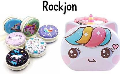 Rockjon unicorn piggy bank and unicorn coin pouch (1 random) (pack of 2) MULTICOLOUR Coin Bank