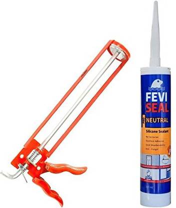 Dr. Fixit Roll over image to zoom in FEVISEAL Neutral PRO Silicone Sealant 280ml with Applicator Gun Crack Filler