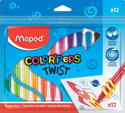 Maped Color'Peps Twist Twistable Crayons, Pack of 12 Crayons