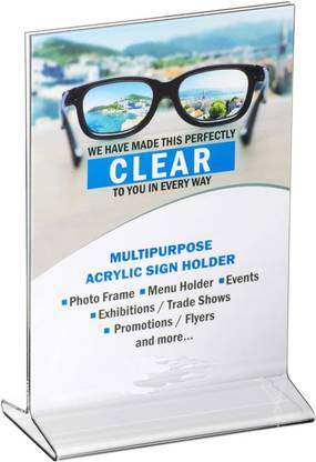 NARAYAN LNT 5x7 Inches Acrylic Sign Holder / Table Top Menu Display Stand, Pack of 6 Card Display Stand