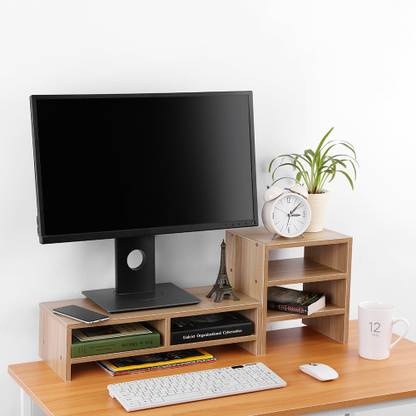 UniAart Monitor Stand Riser Computer Stand Riser with 3 Tier (Beige) Laptop Stand
