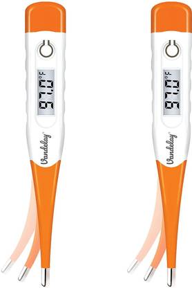 Vandelay UAT2 Pack of-2 Flexible-Tip Waterproof Digital Thermometer - Oral & Underarm Temperature - Fahrenheit & Celsius Thermometer