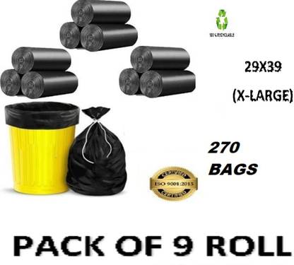 kiran BIODEGRADABLE DUSTBIN BAG ROLL SIZE -29*30[9 ROLL] XL 30L L Garbage Bag  Pack Of 270